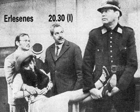 Foto: Waltraut Denger; “FF dabei, Nr. 16/1975, Seite 25; im Bild von links: Ernst-Georg Schwill, Hildegard Alex, Herbert Köfer und Edgar Külow.